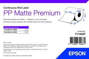 Epson PP Matt Címke Prémium, Folyamatos Tekercs, 76mm x 29m